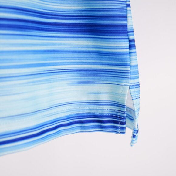 Hickey Freeman Golf Heather Blue Striped Medium Polo Shirt Short Sleeve Collared - Picture 3 of 11